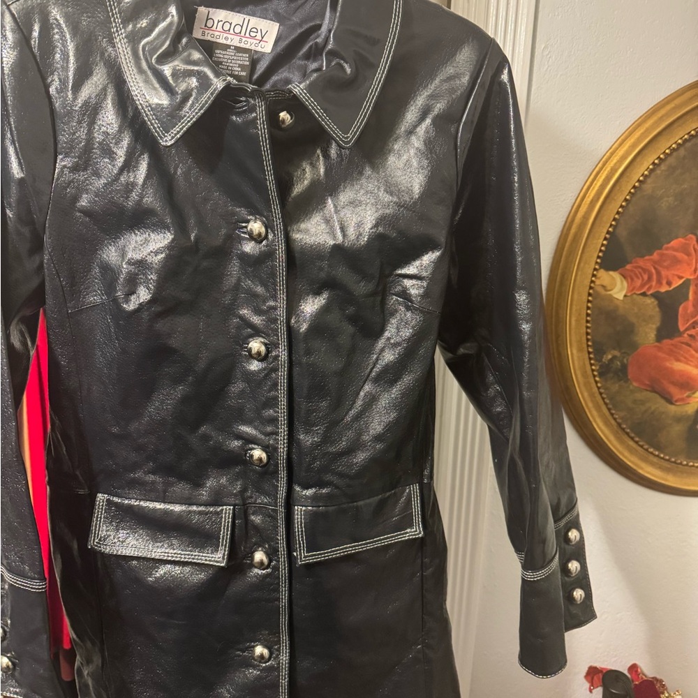 Bradley Bayou Black Leather Jacket | Button Front | Size M